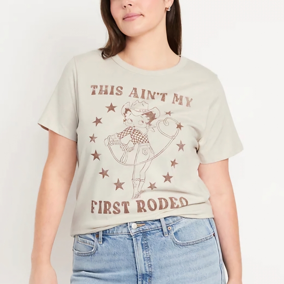 Old Navy Tops - Graphic Beige T-Shirt Xxl Women rodeo top cowgirl western  print Betty boop